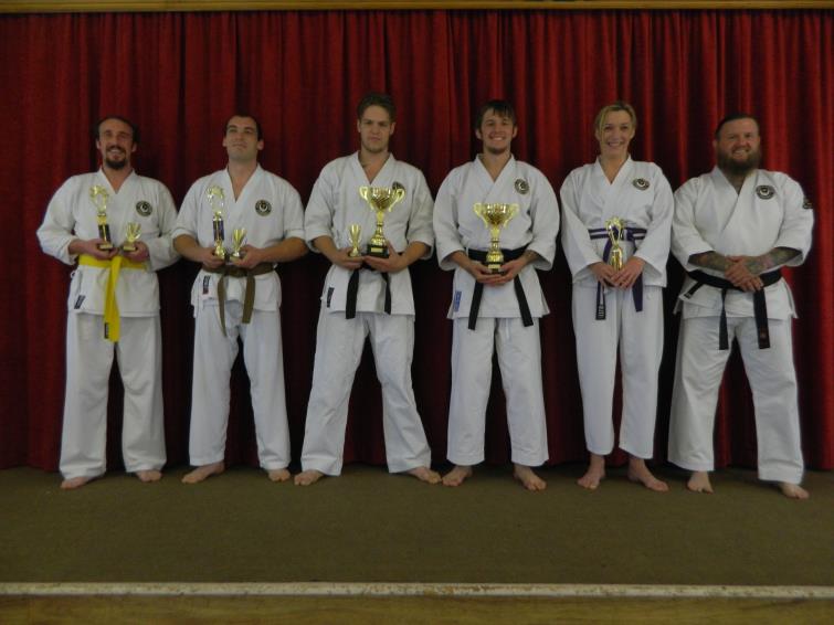  Pictured from left to right are-Leigh Griffiths, Gerry Jenkins, Senseis Neil Warner and Max Chambers, Phillipa Noble and Sensei Tony Chambers.